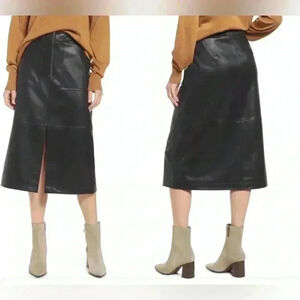 Treasure & Bond Stitch Detail Faux Leather MIDI Pencil Skirt Size XS